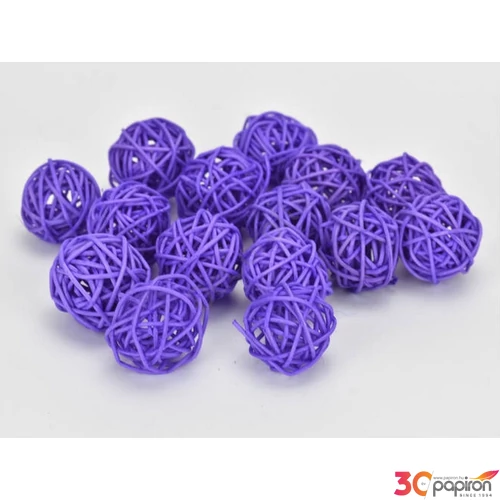 Szárított termés rattan gömb 3cm-es (15db/csomag) lila színű [5998997740700] vessző gömb