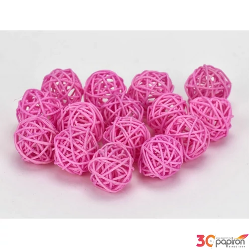 Szárított termés rattan gömb 3cm-es (15db/csomag) rózsaszín színű [5998997740700] vessző gömb