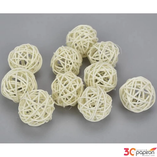 Szárított termés rattan gömb 4cm-es (10db/csomag) krém színű [5998997740694] vessző gömb