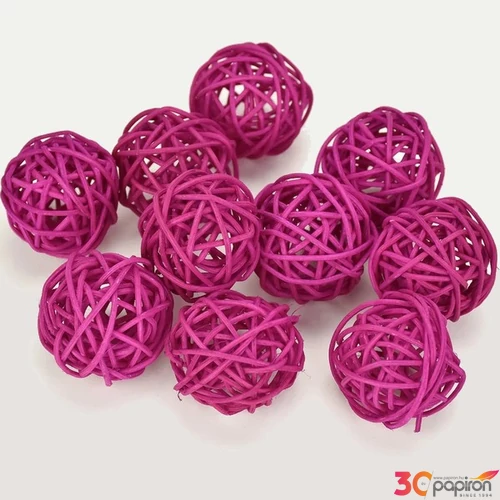 Szárított termés rattan gömb 4cm-es (10db/csomag) magenta színű vessző gömb