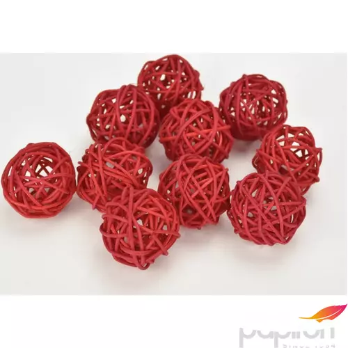 Szárított termés rattan gömb 4cm-es (10db/csomag) piros színű [5998997740694] vessző gömb