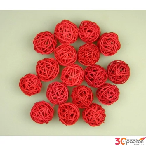 Szárított termés rattan gömb piros, 3cm