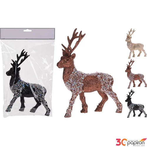 Szarvas 21cm 3féle színben glitteres fekete barna kpm