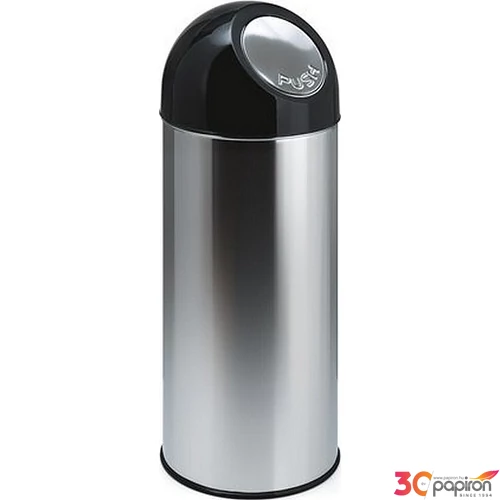 Szemetes 55 l fém Vepa Bins nyomófedeles ezüst/fekete UVB035S