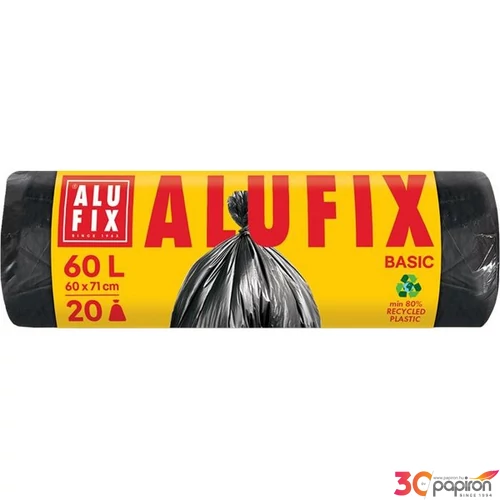 Szemeteszsák 60 l '25 20db 60x71cm 10 µ ALUFIX Economy fekete