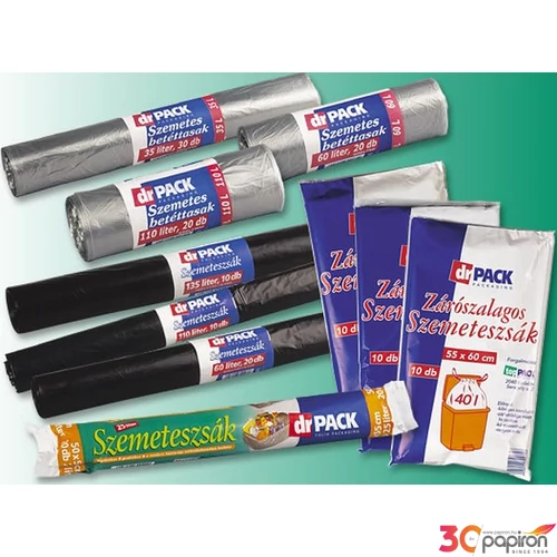 Szemeteszsák A-Pack 120l zárószalagos szemteszsák, 10db/csomag 70x100cm,