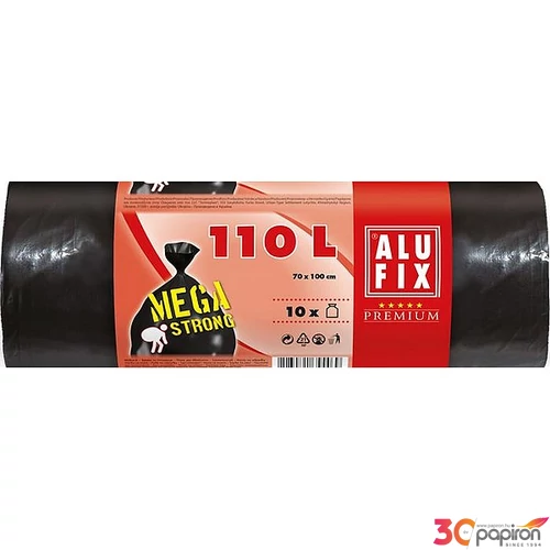 Szemeteszsák mega erős 110 l 10db 70x110cm 80 µ ALUFIX fekete
