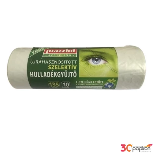 Szemeteszsák szelektív hulladékhoz újrahasznosított erős 135  10db 70x110cm 25 µ MAZZINI átlátszó