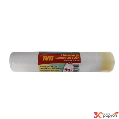Szemeteszsák Tuti 70l-es, 15db/csomag zárószalagos
