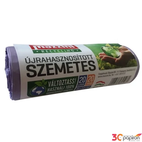Szemeteszsák újrahasznosított 20 20db 45x50cm 10 µ MAZZINI lila