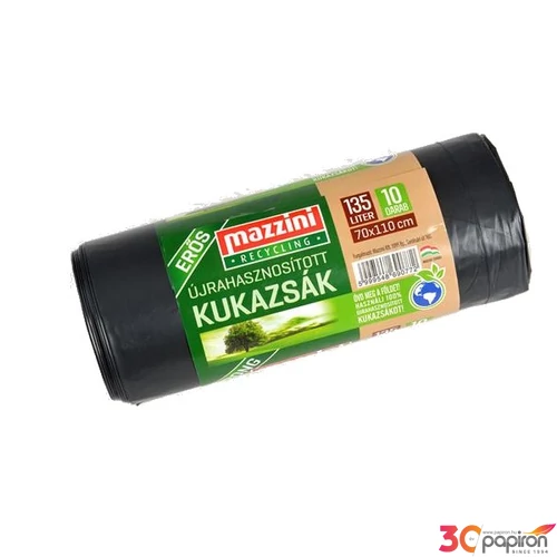 Szemeteszsák újrahasznosított erős 135 l 10db,70x110cm 30 µ MAZZINI fekete