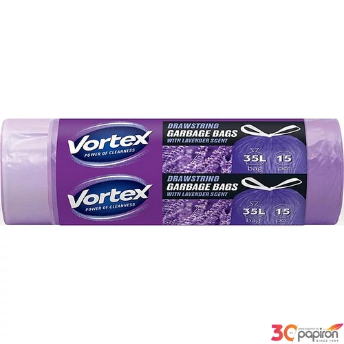 Szemeteszsák zárószalagos 35 15db 50x60cm HDPE 15mic levendula illattal