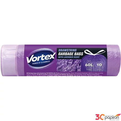 Szemeteszsák zárószalagos 60 10db 60x70cm HDPE 15mic levendula illatta
