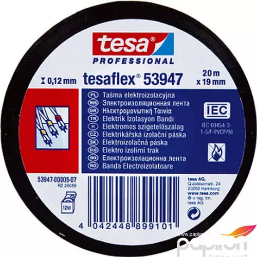 Szigetelőszalag 19mmx20m TESA fekete TESAflex 53947-05