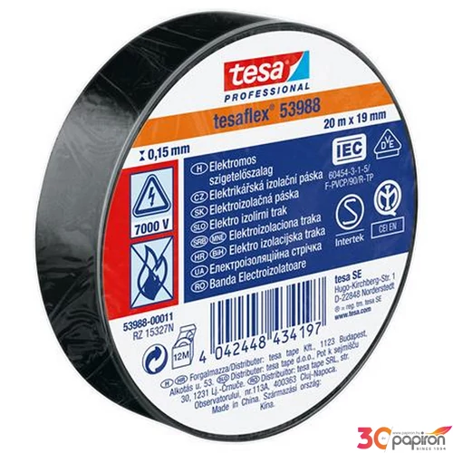 Szigetelőszalag 19mmx20m TESA fekete 53988-00011-00