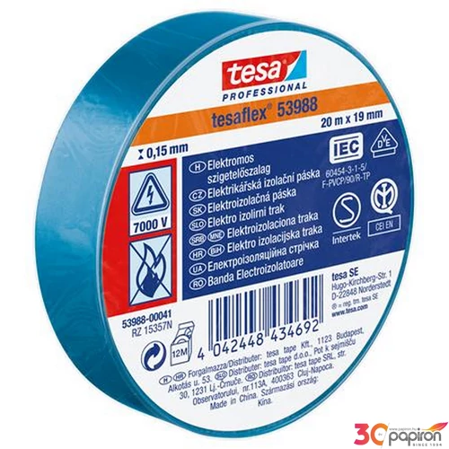 Szigetelőszalag 19mmx20m TESA kék 53988-00041-00