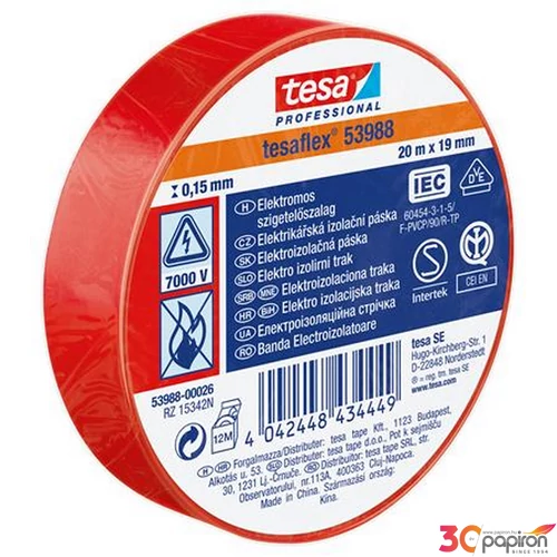 Szigetelőszalag 19mmx20m TESA piros 53988-00026-00