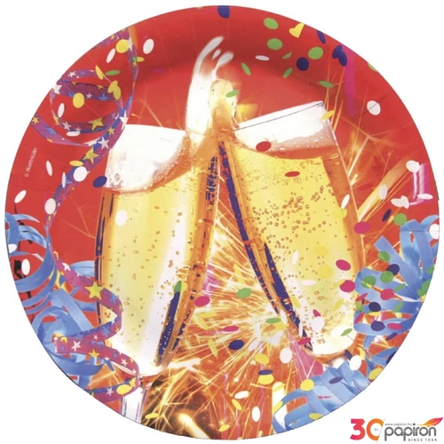 Szilveszteri papírtányér 23cm Happy new year 8db/csomag R551426