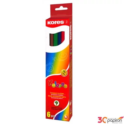 Színes ceruza 6 Kores Triangular háromszögű 6színű Írószerek KORES 93306