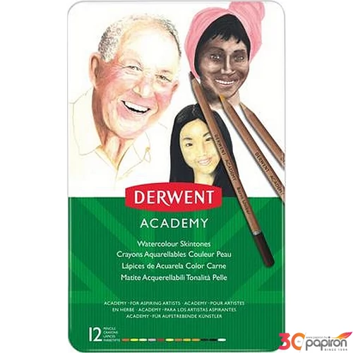 Színes ceruza Akvarell Derwent 12db Academy fémdobozos Írószerek DERWENT 2300386