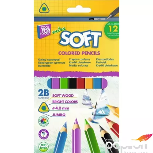 Színes ceruza 12 CFS Jumbo készlet Cool for School háromszögletű színesceruza készlet
