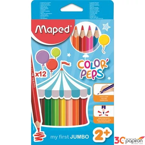 Színes ceruza 12 Maped Color'Peps Jumbo háromszögletű 12színű Írószerek MAPED 834010