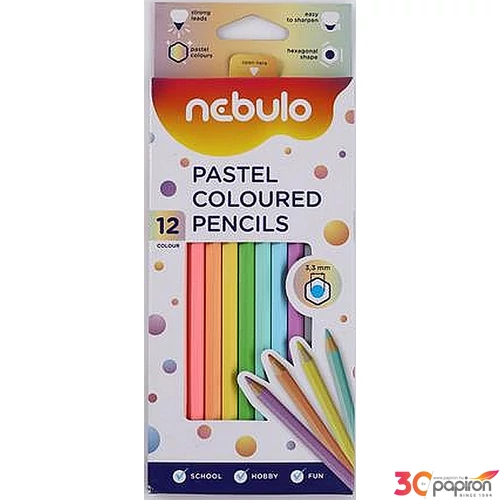 Színes ceruza 12 Nebulo hatszögletű 12 pasztell színű Írószerek NEBULO NSZC-H-12-PSZ