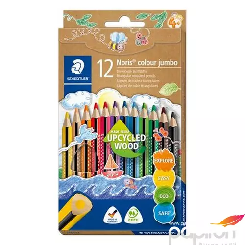 Színes ceruza 12 Staedtler Háromszögletű, Noris Colour Jumbo 188 