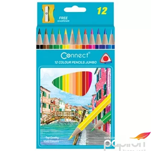 Színes ceruza 12db-os Connect vastag háromszögletű Színes ceruzák
