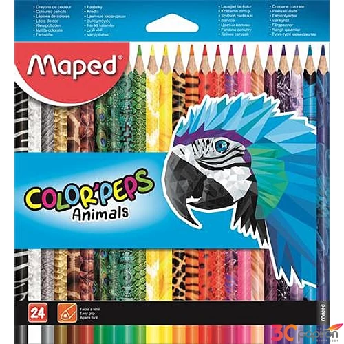 Színes ceruza 24 Maped Color`Peps Animal háromszögletű 24színű Írószerek MAPED 832224