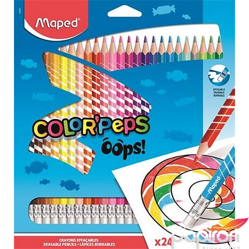 Színes ceruza 24 Maped Color'Peps Oops háromszög radíros 24szín Írószerek MAPED 832824