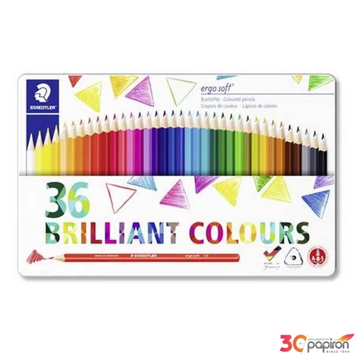 Színes ceruza 36 Staedtler háromszögletű fémdobozos Ergo Soft Színes ceruzák