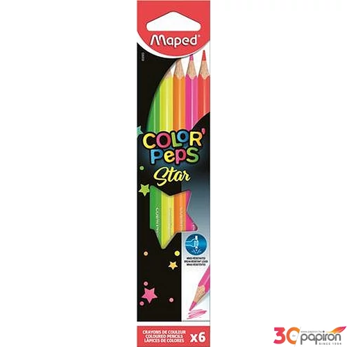 Színes ceruza 6 Maped Color'Peps Fluo háromszögletű 6színű Írószerek MAPED 832003