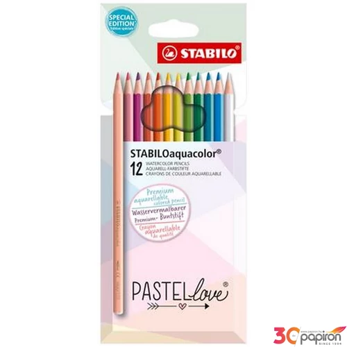 Színes ceruza akvarell 12 Stabilo Aquacolor Pastellove TST16126