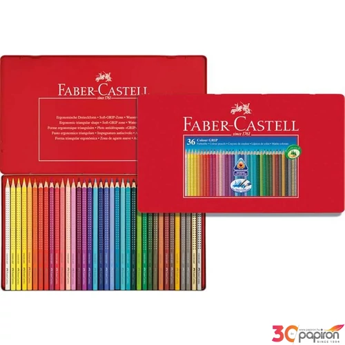 Faber-Castell színes ceruza 36db Grip háromszögletű Akvarell fémdobozban névcimke etikettel 112435 11