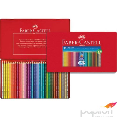 Faber-Castell színes ceruza 36db Grip háromszögletű Akvarell fémdobozban névcimke etikettel 112435 11