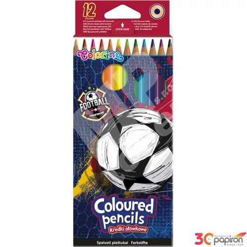 Színes ceruza háromszög Futball focis 12 szín Colorino