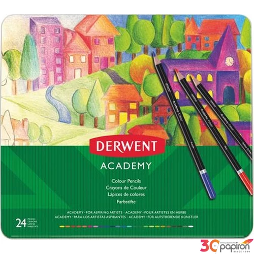 Színes ceruza 24 Derwent Academy fémdobozos kerek, 24színű Írószerek DERWENT 2301938