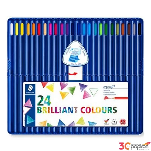 Színes ceruza készlet háromszögletű, STAEDTLER Ergosoft 157, 24 különböző szín