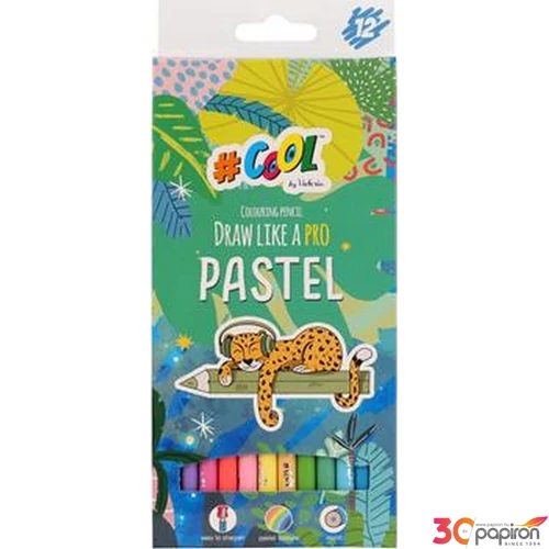 Színes ceruza készlet kerek,COOL BY VICTORIA, 12 pasztell szín TVC006