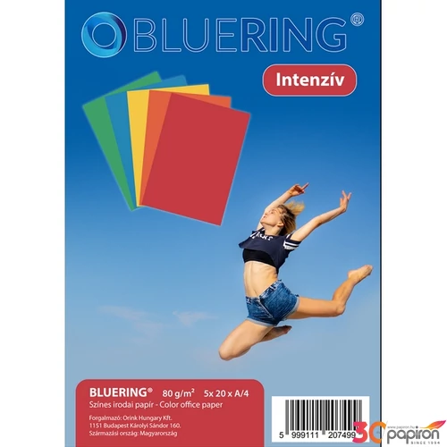 Színes másolópapír BlueRing A4 80gr élénk színmix 5x20ív 100ív intenzív szinű