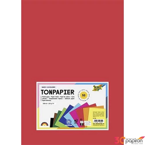 Színes papír A3 130g 10x5 lap FOLIA vegyes színek