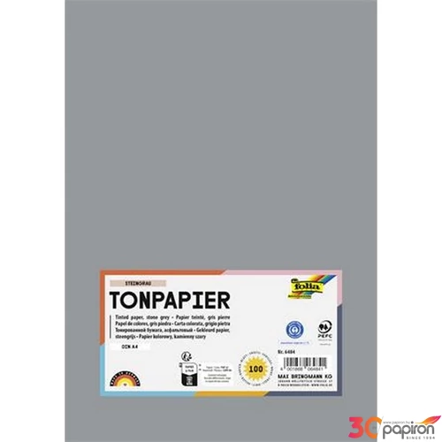Színes papír A4 130 g 100 lap FOLIA kőszürke