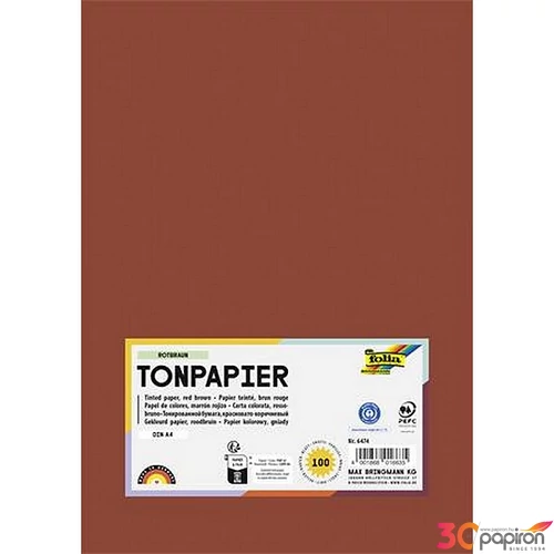 Színes papír A4 130 g 100 lap FOLIA vörösesbarna