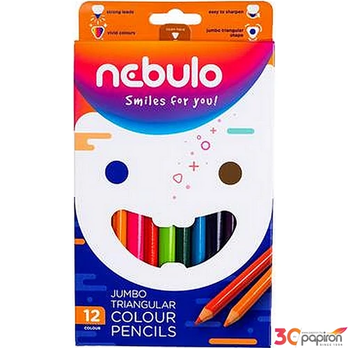 Színes ceruza 12 Nebulo háromszögletű 12színű Jumbo/vastag Írószerek NEBULO JSZC-TR-12