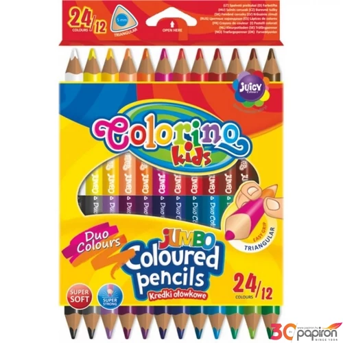 Színes ceruza Colorino K JUMBO trio kétvégű 12/24 készlet