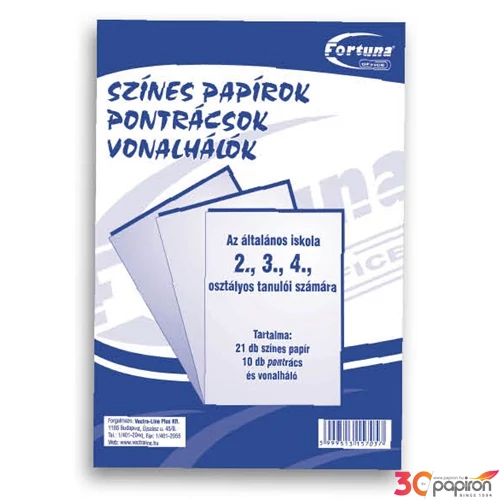 Színespontrácsok II-IV.oszt. színespapírok iskolaszezonos termék