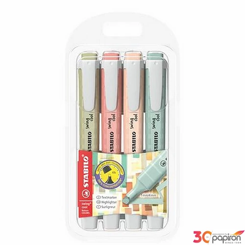 Szövegkiemelő készlet Stabilo 1-4 mm, Swing cool NatureCOLORS 4 különböző szín