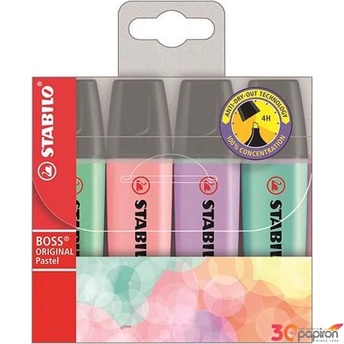 Szövegkiemelő Stabilo BOSS original pasztell 2-5mm 4színű Írószerek STABILO 70/4-2