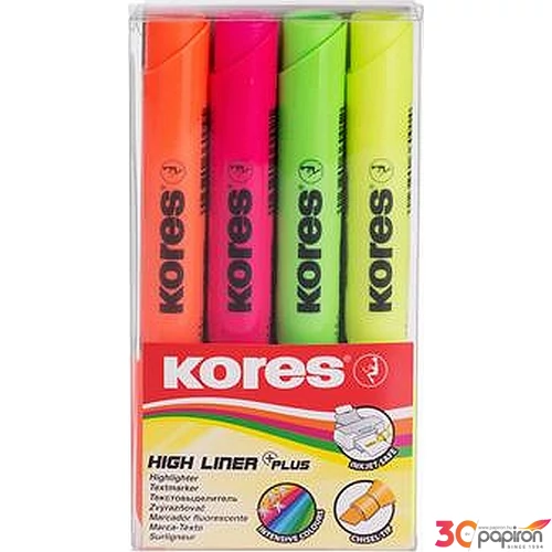 Szövegkiemelő Kores High Liner Plus 0,5-5mm 4színű készlet Írószerek KORES 36040